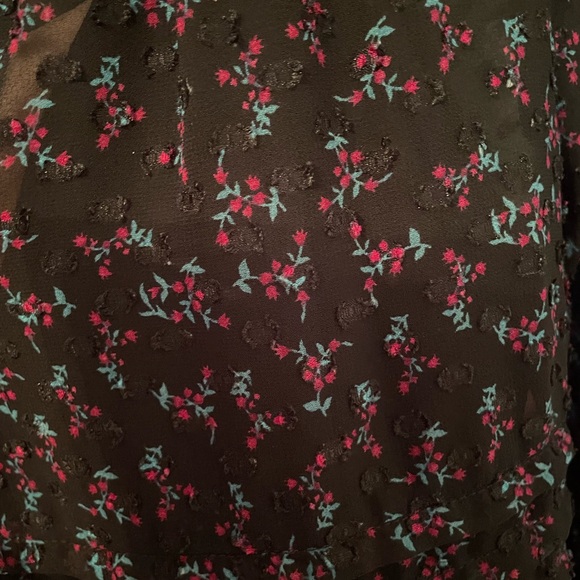 Zara Black Sheer Pink Floral Dress w/ Slip Lining size Small - Picture 5 of 8